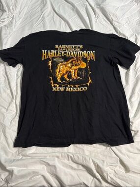 Harley-Davidson Black Tee with Yellow-Orange Wolf Graphic